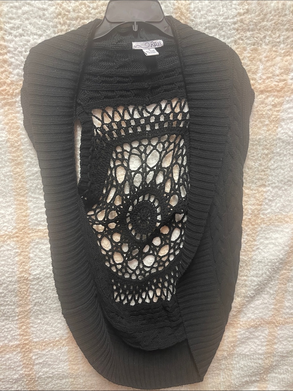 RXB Woman’s Size Small Black Crochet Open-Front Cardigan Boho
